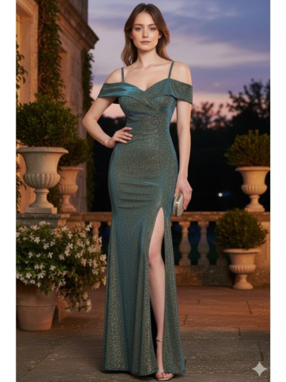 Clearance Royal/Gold Bridesmaid Dresses-Inexpensive Slit Long Red Carpet By 5213